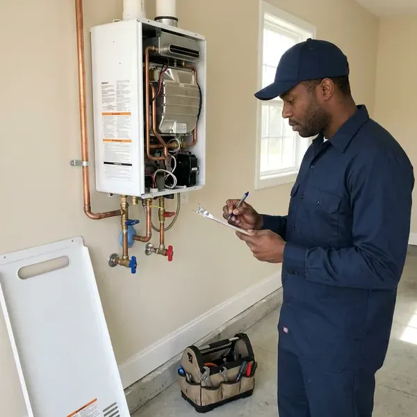CKV Plumbing technician providing tankless water heater repair in Burlington, VT
