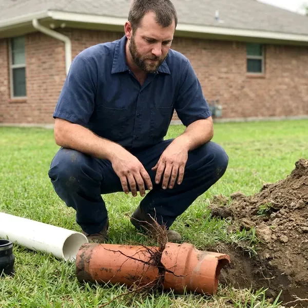 CKV Plumbing technician providing underground pipe repair in Burlington, VT
