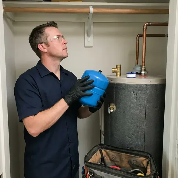 Local water heater expansion tank installation by CKV Plumbing, Burlington, VT